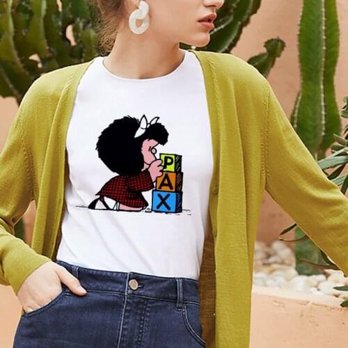 Funny Mafalda t shirt women Harajuku cute comic cartoon Short Sleeve Kawaii Casual Mafalda Graphics Korean Style Tops Tee Female