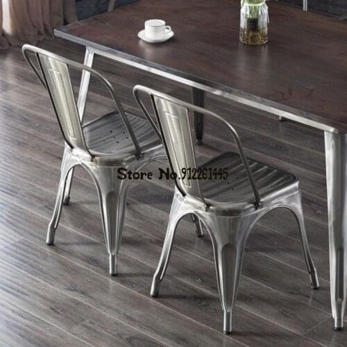 Iron Chair Metal Dining Chair Iron Leather Chair Loft Industrial Wind Stacking Storage American Country Simple Hot Pot Restauran