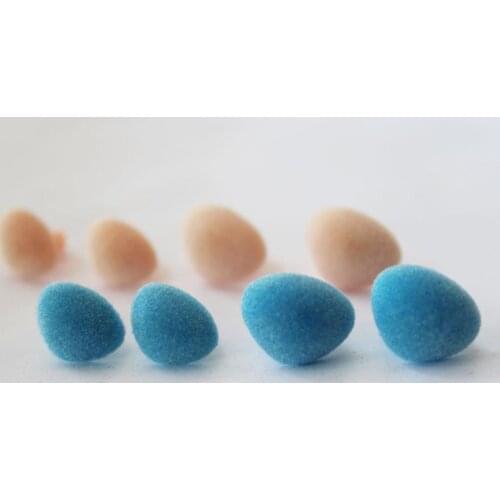 300pcs---12x15mm/14x18mm blue/flesh color high quality Triangle flocking toy nose + hard washer for diy plush doll findings