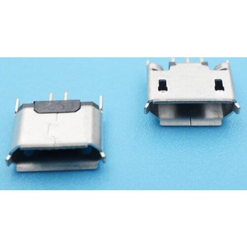50pcs Micro 5Pin USB Charging Connector DIP 180 Degree Straight Vertical Flapper With Curling Side Female Jack For Samsung etc