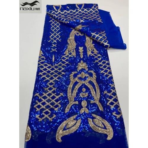 Madison African Lace Fabric 5 Yards 2021 High Quality French Sequins Lace Material Embroidery For Nigerian Wedding Asoebi
