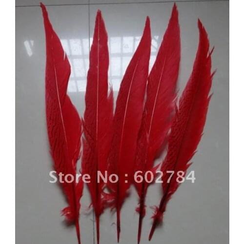 EMS free shipping 50PCS 18-20 inches 45-50cm RED COLOR Silver pheasant feather silver feather