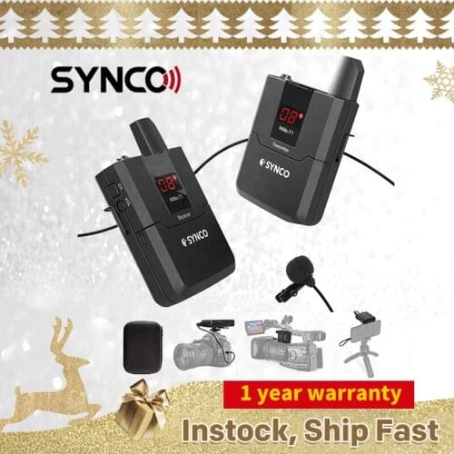 SYNCO WMic-T1 Wireless Lavalier Microphone System for Camera and Smartphone, 16 Channel with One Transmitter and One Receiver