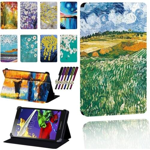 Case Para Tablet for Lenovo Tab 2 A7 / A8 / A10-70 / Tab 3 / Tab 4 Tablet Foldable Protective Case Cover + Stylus