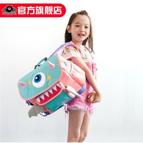 Kids Backpack Printed Cartoon Student Backpack Little Devil Cute 3D Three-dimensional School Bag