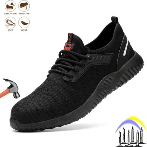 Breathable Mens Safety Work Shoes Steel Toe Cap Indestructible Outdoor Boots Anti-smash Breathable High Quality Light Sneakers