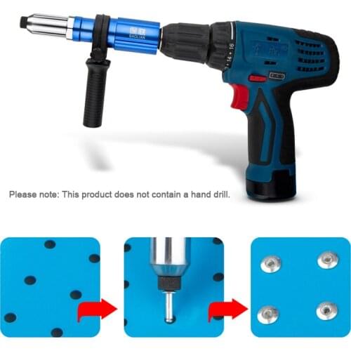 Electric Rivet Gun with 2.4/3.2/4 mm Riveter Nut Gun Riveter Adapter Cordless Riveting Tool Insert Nut Pull Rivet Tool for Drill