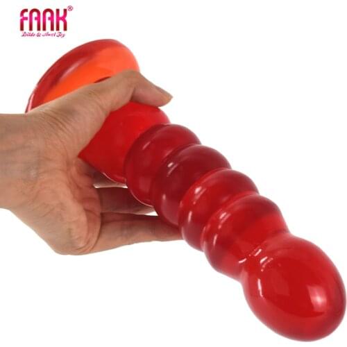 FAAK New Anal beads Wine Red Butt Plug With Suction Cup Gay Anus Masturbator Fetish Erotic Sex Toys Vagina Stimulator Dildos