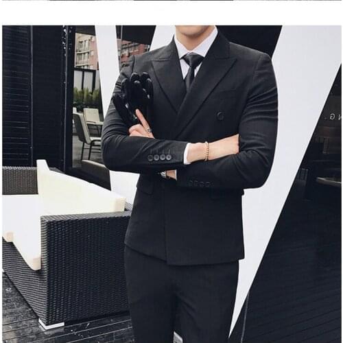 Custom Made Mens Suit Formal Business Suits Wedding Suits Slim Fit for Men Double Breasted Two Buttons Notched Lapel 2 Pieces