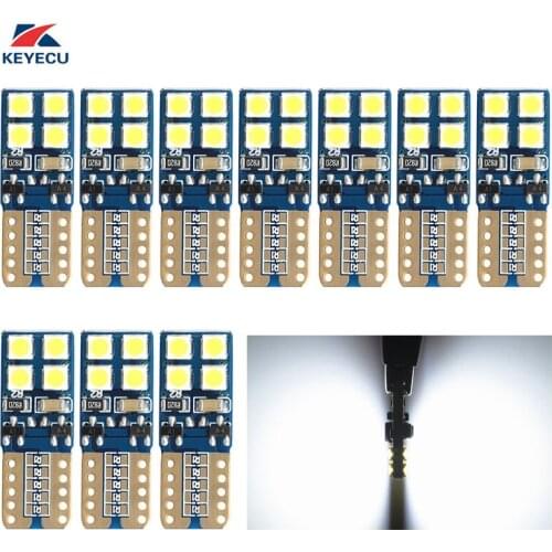 KEYECU 10 Pack White 3030 8SMD T10 W5W 194 169 2825 LED Bulbs High Power Panel Dome Reading Glove Box Map Light Lamp-DC 12-18V