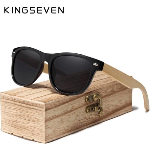KINGSEVEN 2019 Handmade Polarized Sunglasses Women Men Natural Bamboo Colorful Lens Frame Spring Legs Oculos de sol