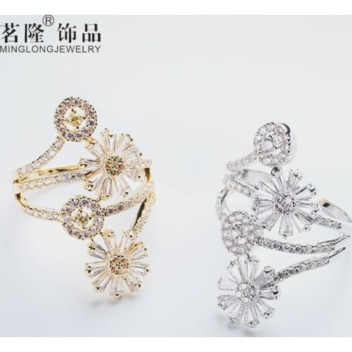 Rings For Women Females Jewelry Accessory Bridal Wedding Engagement Promise Gift Crystal Snowflake Flower Brand Design 2020 New