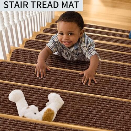 Stair Tread Carpet Mats Self Adhesive Stair Mat Non-Skid Staircase Step Rugs Safety Mute Floor Protection Cover Washable Mats
