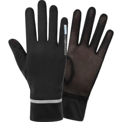 Summer Women UV Sunscreen Short Sun Gloves Thin Ice Silk Lace Palm Mesh Exposed Fingers Touch Screen Viscose Driving Gloves J92