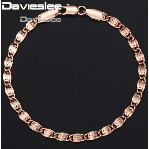 Davieslee Womens Bracelet Mens 585 Rose Gold Yellow White Gold Filled Snail Chain 4mm 18cm 20cm 23cm GB263A