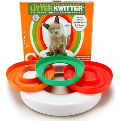 Cat Toilet Training Kit Plastic Pet Litter Box Tray Set Professional Puppy Cat Cleaning Trainer Cat Training Human Toilet Seat