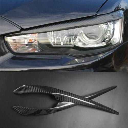 Carbon Fiber Headlight Cover Eyebrows Eyelid Trim Sticker For Mitsubishi Lancer-ex 2009-2013