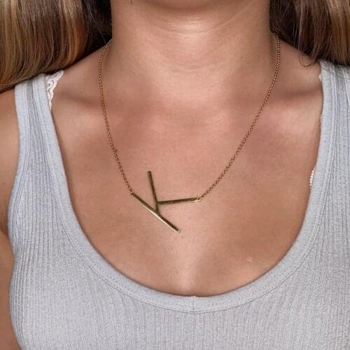 Big Letter Necklace Stainless Steel Initial Pendant Best Friends Jewelry for Girls Women Her Wedding Birthday Christmas Gifts