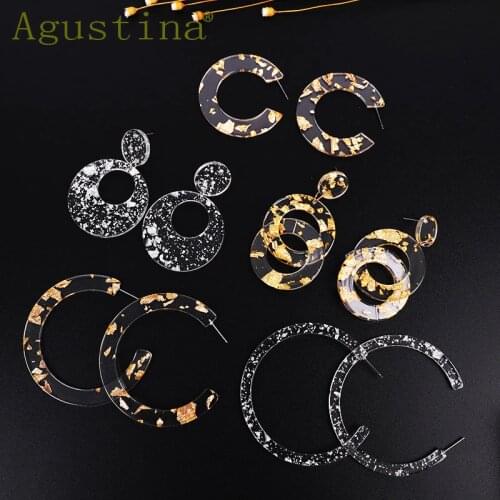 Transparent Acrylic Drop Earrings Women Fashion Round Earring Geometric Gold Silver Color Statement Punk Party Female Jewelry CC