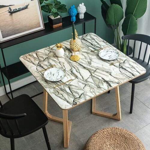 Marble pattern rectangular vinyl waterproof tablecloth Oilproof heat resistant dining table mat custom table protector deco