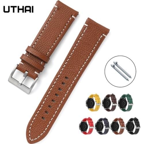 UTHAI Z15 Business Men Watchbands 100% Calf Leather Strap WatchBand 18-24mm Watch Accessories Wristband