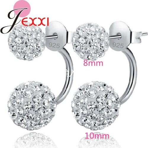 Attractive Fashionable Simple 925 Sterling Silver 3 Different Size Cubic Zirconia Ball Stud Earrings For Women Fashion Jewelry