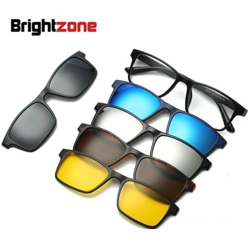 Brightzone Clip On Sunglasses Myopia Eyeglasses Glasses Tr90 Gothic Frame For Women Men Polarized Magnetic Lens 5 In 1 Vintage