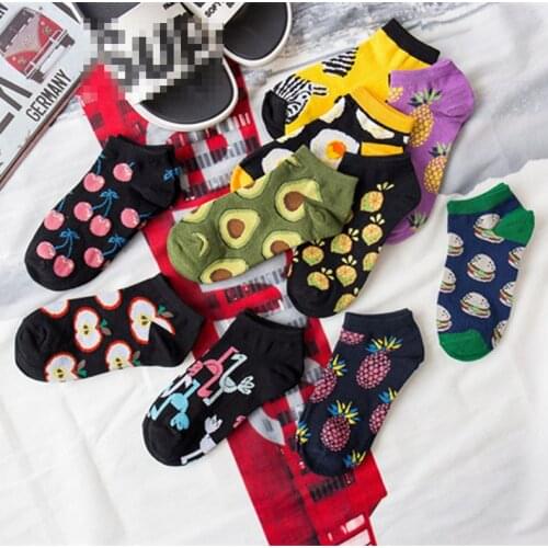 SP&CITY 3Pairs Women Cotton Fruit Ankle Socks Funny Cartoon Cute Animal Short Cheap Socks Female Cool Casual Comfortable Sox