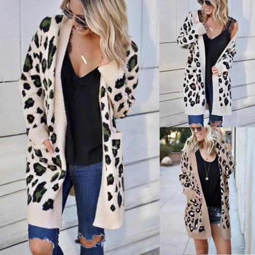 Autumn and Winter New Sweater For Women European and American Fashion Three-Color Leopard Cardigan Knitwear 2020