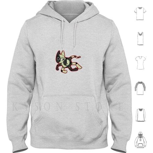 Paws Of Pause Hoodie Long Sleeve Cat Moon Robot Mechanical Bizarre Creative Cycles Crescent