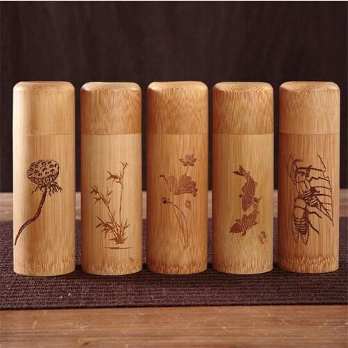 Creative Bamboo Travel Tea Caddy Portable Small Sealed Cans Household Canister Candy Storage Tank Seasoning Bottle Spice Jar