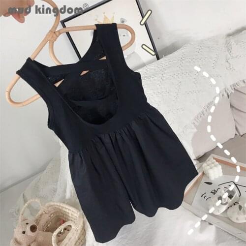 Mudkingdom Little Girl Sleeveless Dress Solid Criss-Cross Backless Vest Vintage Princess Dresses for Toddler Summer Clothing