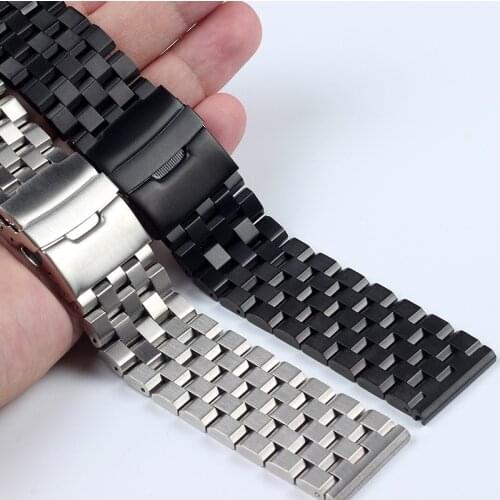 High Quality Stainless Steel Watchbands 18MM 20MM 22MM 24MM 26MM Silvery Black mens wrist watch bands metal watch bracelets