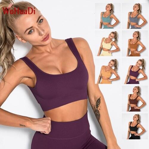 WOHUADI Women Sports Bra Push Up Crop Top Female Fitness Gym Bra Hollow Breathable Top Sexy Yoga Sportswear Running Workout