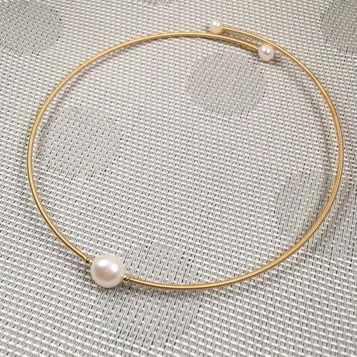 Large Pearl 9-10mm-Small Pearl 7-8mm Natural Freshwater Pearl Copper Ring Pearl Necklace For Ladies Jewelry Decoration Ornaments