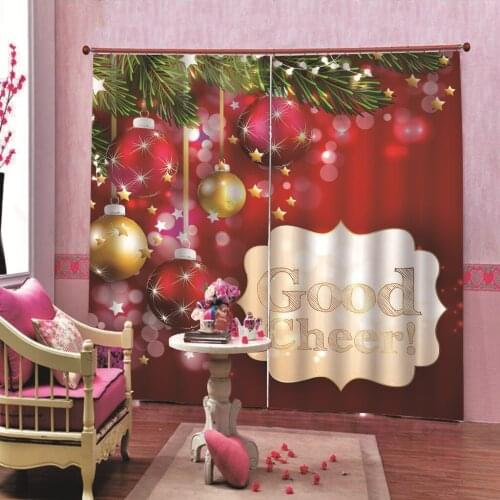 1PC Santa Clause Snowman Reindeer Christmas Window Curtain New Year Christmas Decorations Curtains For Living Room Bedroom Decor