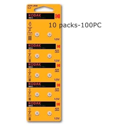 10 packs-100PC KODAK button AG11 BLISTER pack of 10 PCs