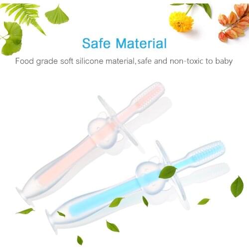 3PCS Baby Training Toothbrush Suction Base Prevent Swallow Soft Silicone Toothbrushes Teether Safe for Baby Teething Toy Infant