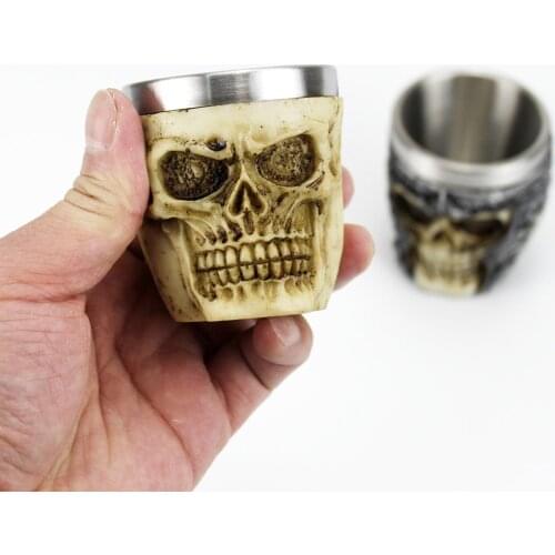 3D Skull Cup Mugs Style Contain Skull Viking Pirate Gothic White Spirit Whiskey Juice Mugs BEST Dirthday Halloween Gift