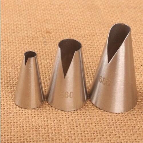 580S#580#686 Cake Nozzles Cream Decoration Cake Head Steel Icing Piping Nozzle Pastry Tools Fondant Flower Baking Tips 3Pcs/set