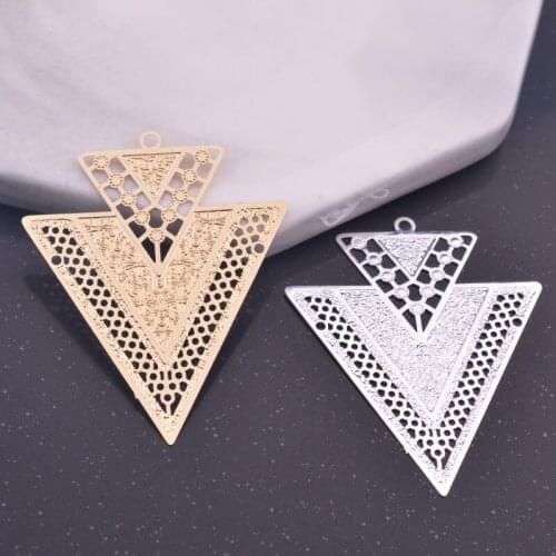 6pcs 32*40mm Big Silver plated triangle Charm Pendant Earring Brass Earring Jewelry Making