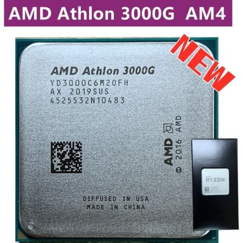 AMD Athlon 3000G X2 3000G 3.5 GHz Dual-Core Quad-Fil PROCESSEUR D'UNITÉ CENTRALE YD3000C6M2OFH PRISE AM4 NEUF Mais sans le venti