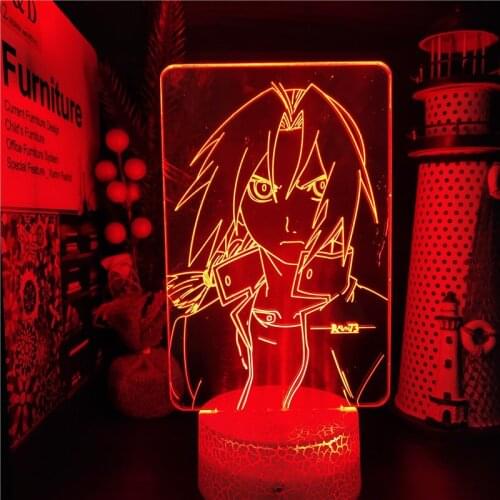 Anime Lamp Fullmetal Alchemist 3D Night Light Lampara Led Home Decoration Lighting Kawaii Room Decor Luminaria Bedside Kid Decor