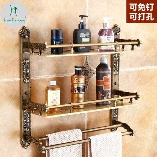 Louis Fashion Non Perforated Towel Antique Bathroom Rack European Pendant Cosmetic Bar