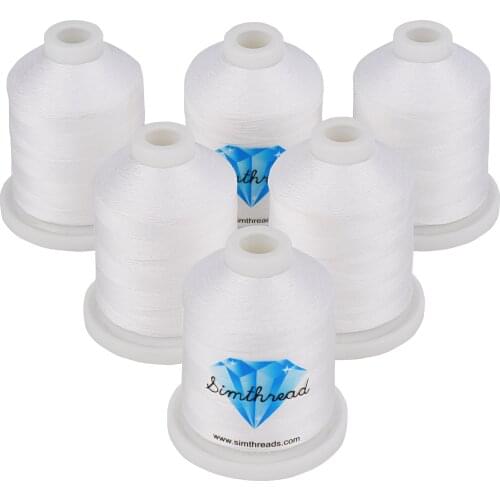 Simthread 6 White 800 Yards Snap Spools Cotton Quilting Thread for Hand/ Machine Embroidery Sewing Quilting Piecing Applique etc