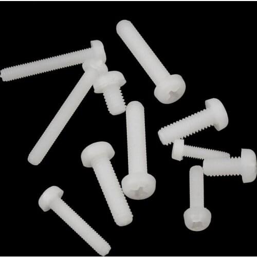 50pcs M2/M3/M4*4/5/6/8/10/12/15/18/20mm DIN7985 White Round Nylon Cross Recessed Pan Head Screws Plastic Phillips Screw bolt