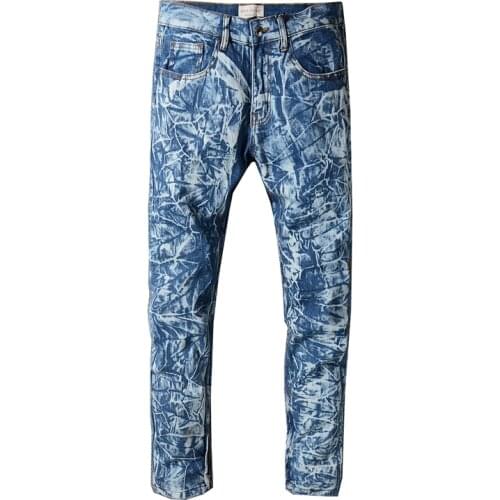 New mens male trousers street fashion brand autumn wild snowflake wash jeans slim trendy denim pants 219
