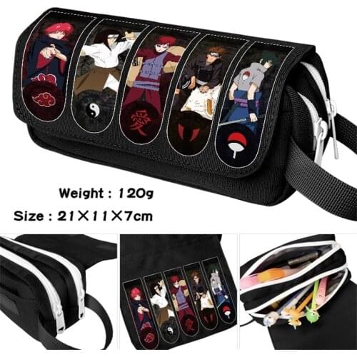 Naruto Student Anime Waterproof Pencil Case School Supplies Stationery Box Uchiha Sasuke Uchiha Itachi Action Figure Storage Bag