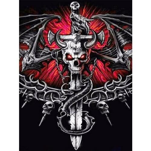 Skull Sword Diamond Painting Round Full Drill Halloween Nouveaute DIY Mosaic Embroidery 5D Cross Stitch Home Decor Gifts