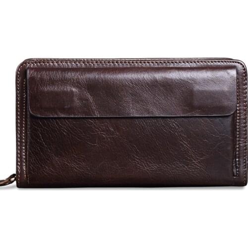 Mens Hand Wallet Business Leather Wallet Zipper Coin Purse